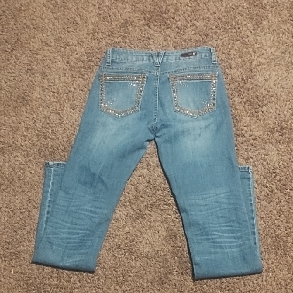 #2127 Rock 47 Wrangler Women's Blue Jeans with Embellished Pockets - Picture 9 of 9